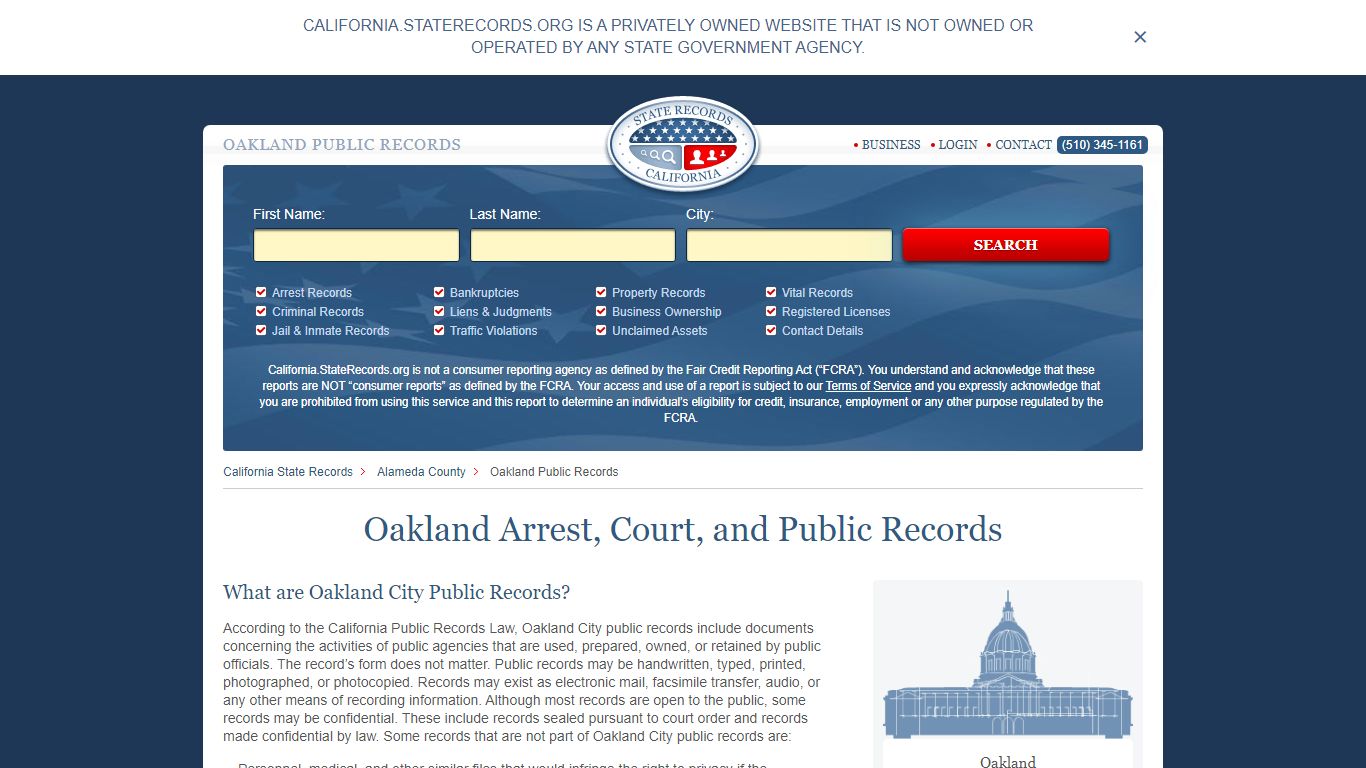 Oakland Arrest, Court, and Public Records